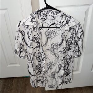 Floral Black and White Dress Shirt